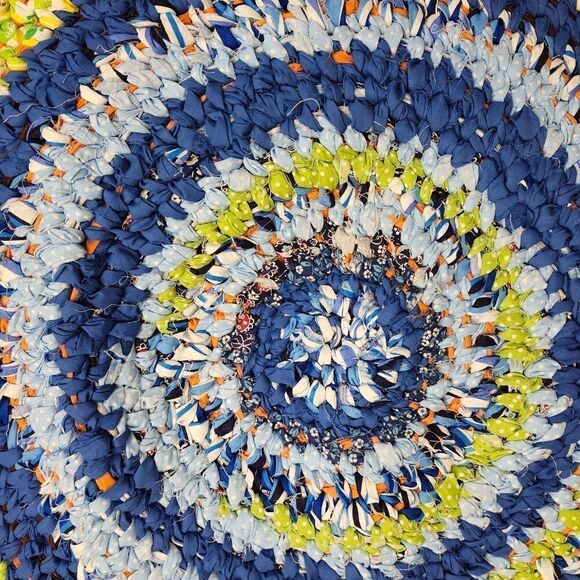 Vintage Boho  colorful round crochet grandma cottage core rug 38" - Picture 3 of 7